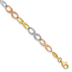 Leslies 10K Tri color Infinity Symbol Link Bracelet
